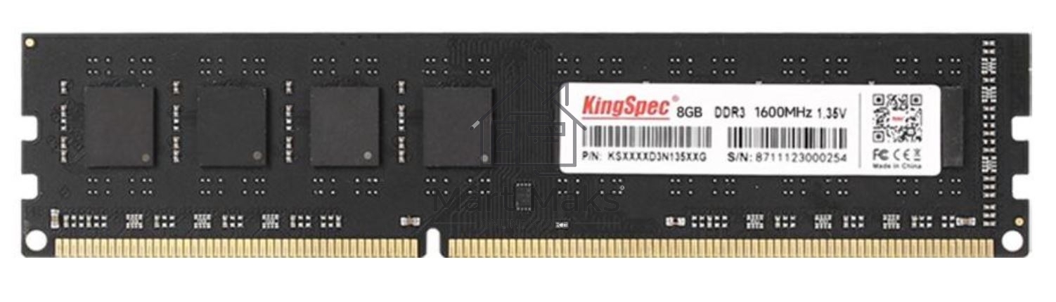 Оперативная память KingSpec, DDR3L, 8GB (1x8 GB), 1600 MHz, CL11, DIMM