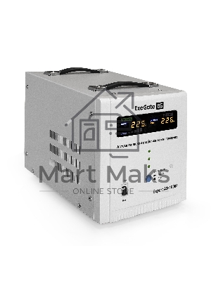 Стабилизатор напряжения ExeGate Expert AS-10000 белый (10000ВА, вход 140...260В, цветной дисплей, выход 220В±8%, КПД 98%, 5 уровней защиты, задержка, усиленный метал. корпус, клем.колодка, RTL)