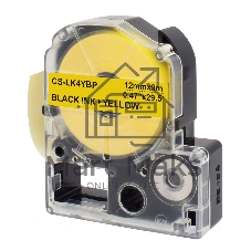 Картридж ленточный Cactus CS-LK4YBP черный шрифт, желтый фон (12 мм, 9 м) для Epson LW300/LW400/LW700/LW600P/LW1000P/K400/Z700/Z900