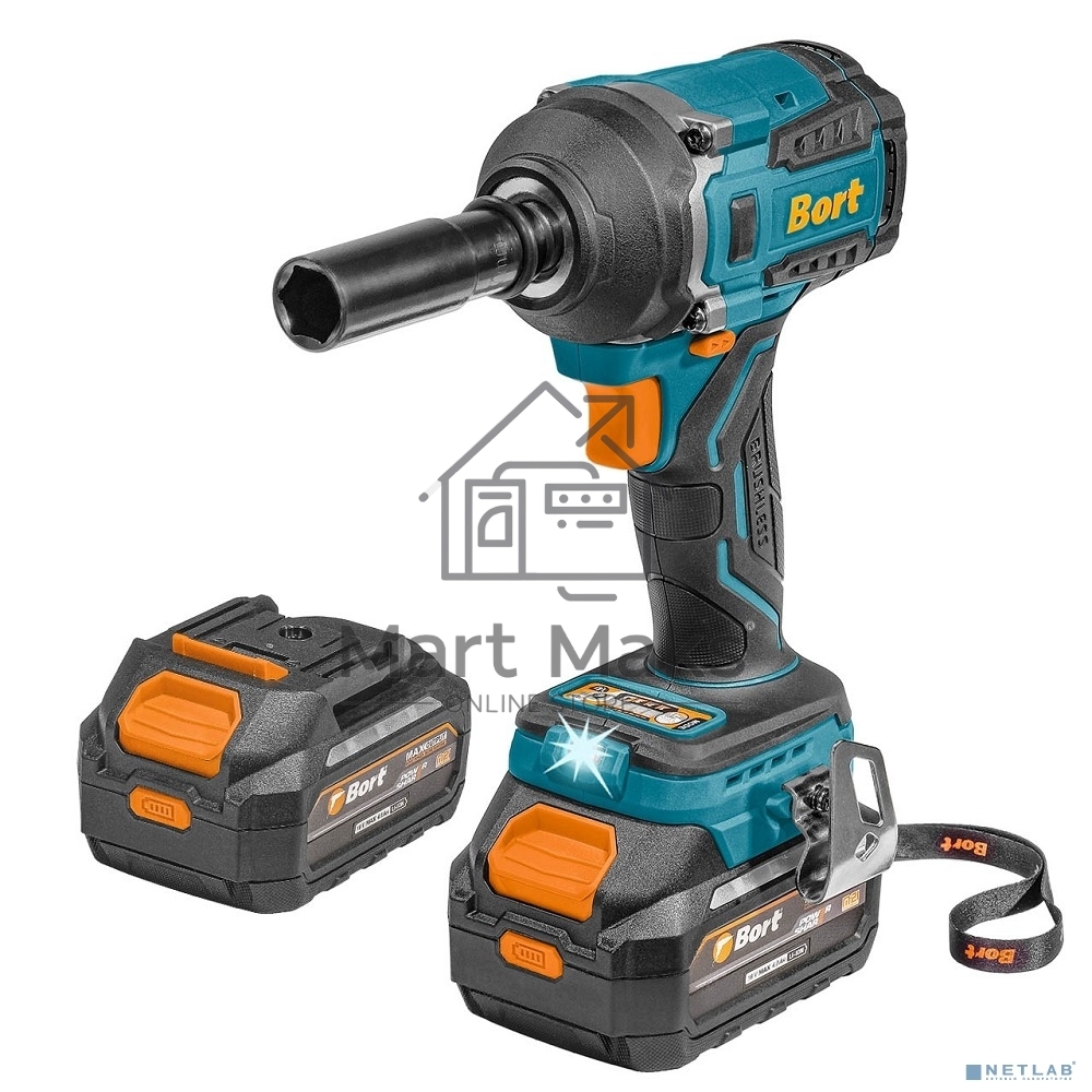 Гайковерт аккумуляторный Bort BSR-21U (2х4АЧ+ЗУ) 93418477  800 Нм, 0-2700 об/мин, акб Li-Ion, аккумуляторная система Makita 18V LXT 18 В, вес 1.4 кг