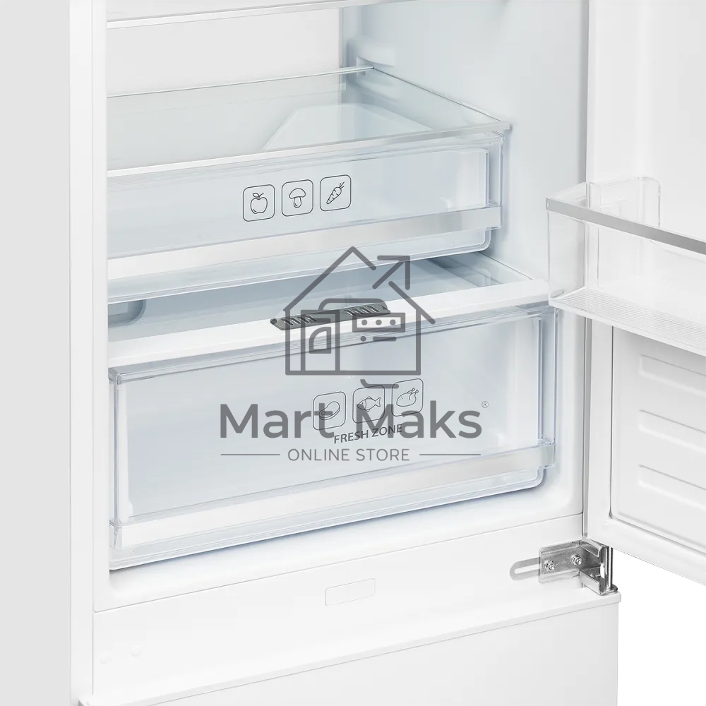 Встраиваемый холодильник Kuppersberg RBN 1960, High-Tech, объем 267 л, скользящий фасад, электронное управление, No Frost, антибактериальный пластик, звуковой сигнал при открытой дверце, перенавешиваемые двери, LED освещение, уровень шума 41 дБ, энергоэфф