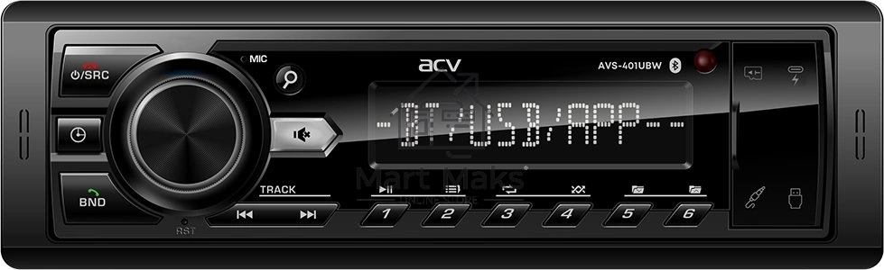 Автомагнитола ACV AVS-401UBW 1DIN 4x50Вт v5.0 AUX 2 (43343)