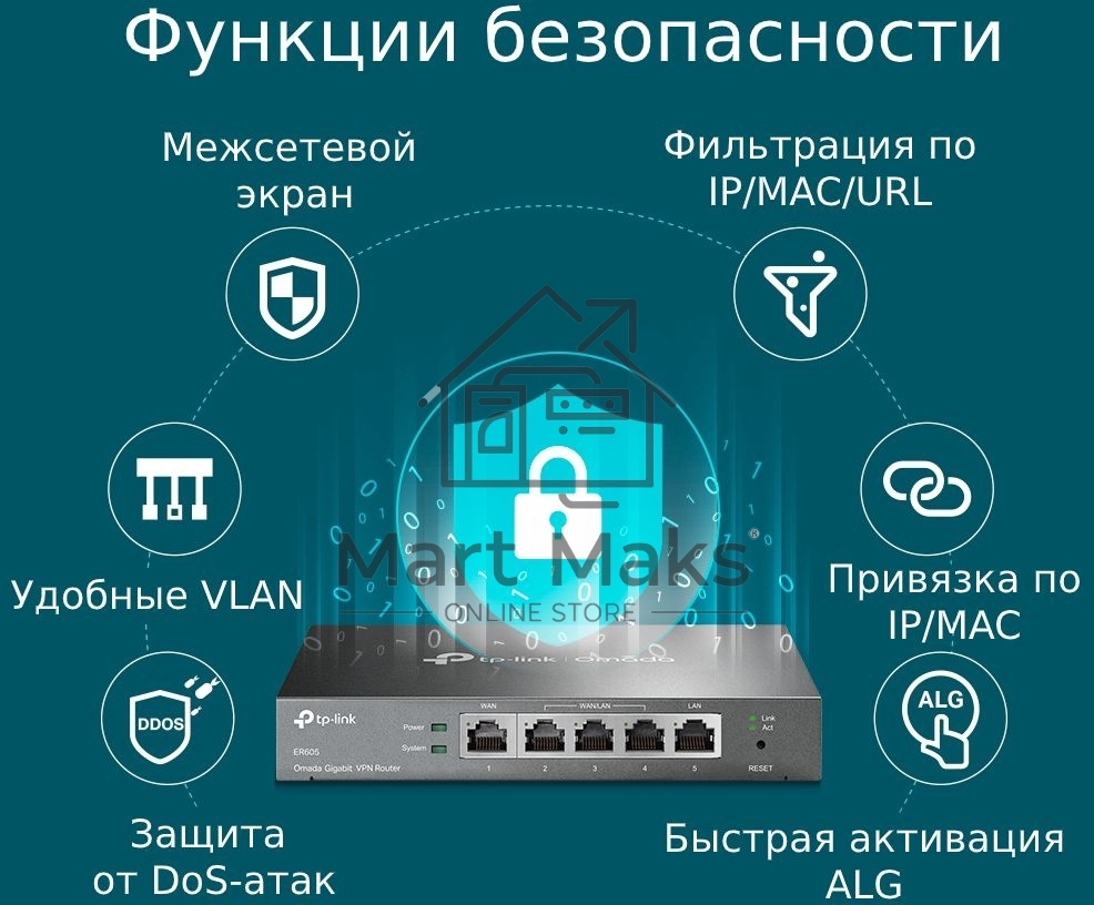Роутер TP-Link SafeStream ER605 10/100/1000BASE-TX черный