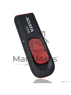 Флешка USB ADATA Classic C008 (AC008-16G-RKD), 16Gb, USB 2.0, R/W 30/6, черный/красный