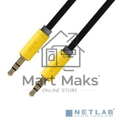 Кабель аудио Greenconnect0.5m jack 3,5mm/jack 3,5mm, нейлон, черный, желтая окантовка, ультрагибкий, 28 AWG, M/M, Premium, экран, стерео(GCR-AVC8114-0.5m)