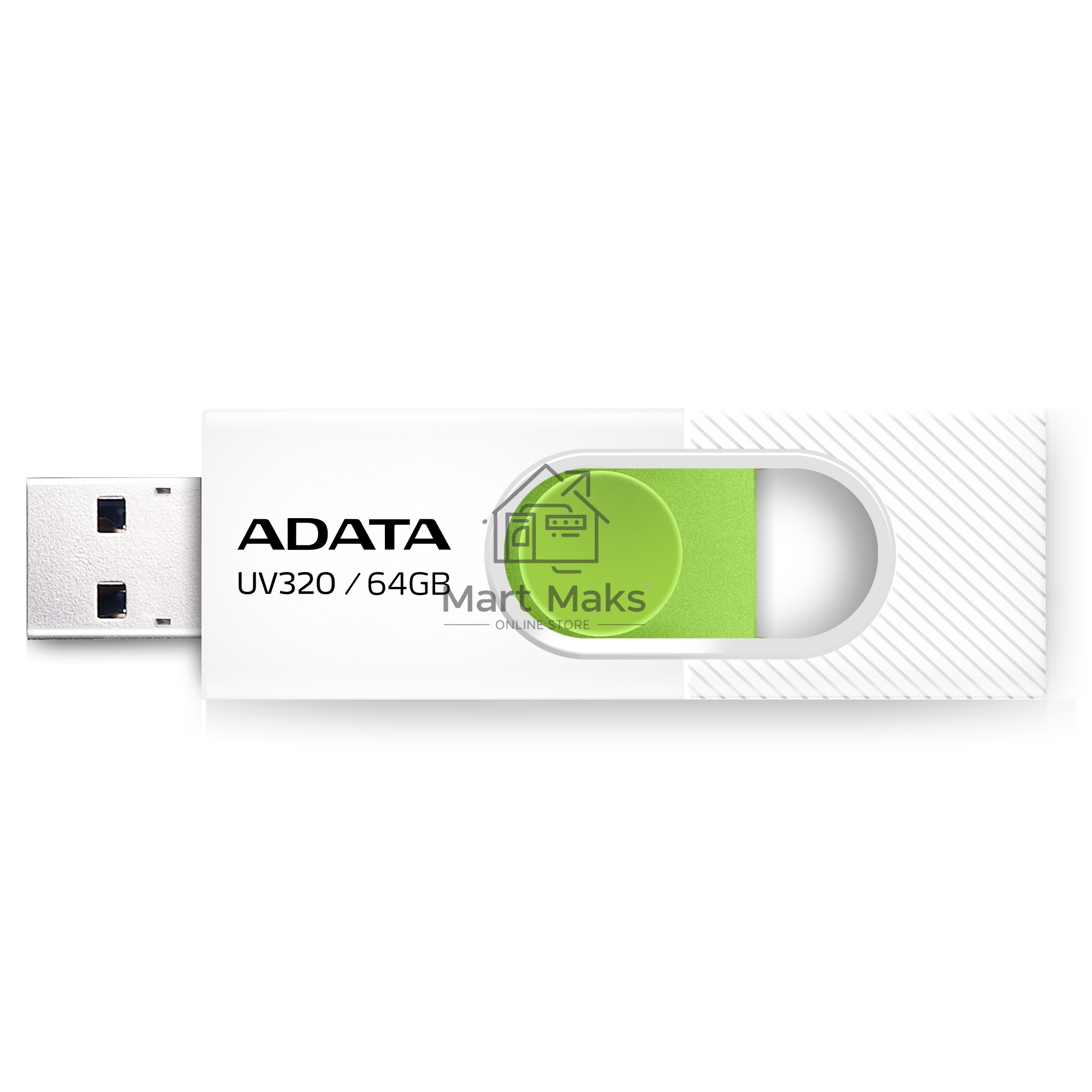 Флешка USB ADATA R/W 64GB USB 3.2 Gen1 AUV320-64G-RWHGN белый/зеленый