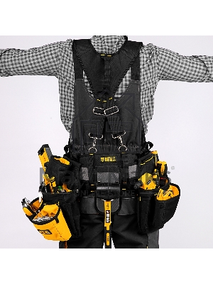 Пояс монтажника усиленный, с лямками, сумки поясные, держатель для молотка Denzel