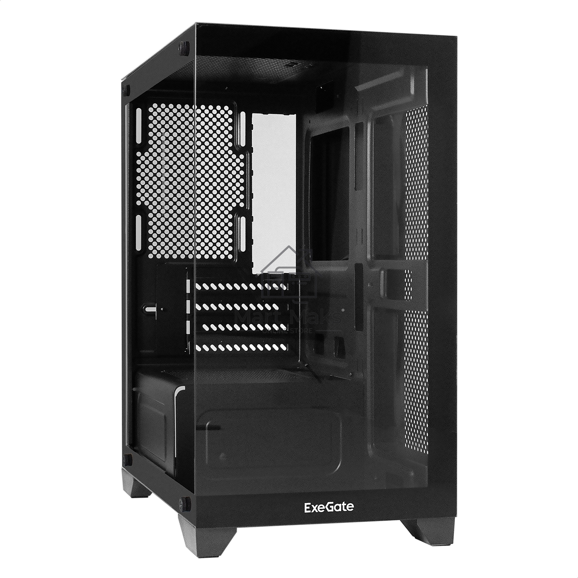 Компьютерный корпус Minitower ExeGate i3 SEA LE-NPX450 (mATX, БП 450NPX, 1*USB+1*USB3.0, HD аудио, черный, передняя и боковая панели - закаленное стекло)