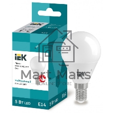 Лампа светодиодная IEK LLE-G45-5-230-40-E14 ECO G45 5Вт шар 4000К белый E14 450 лм 230-240В