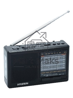 Радиоприемник портативный Hyundai H-PSR140 черный USB microSD