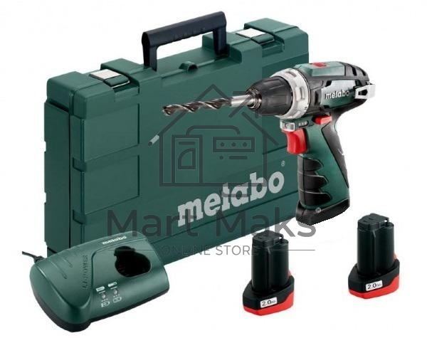 Дрель-шуруповерт Metabo PowerMaxx BS 600080500, Аккумуляторный, 12В, 2 АКБ