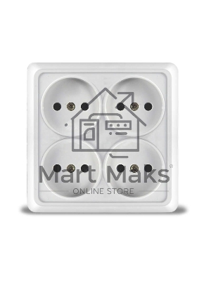 Розетка 4-м ОП Олимп без заземл. квадрат белый UNIVersal 1164