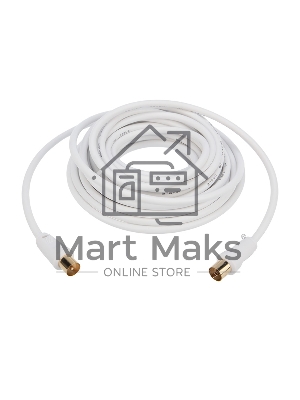 Шнур ТВ гнездо - ТВ штекер, длина 5 м етров, белый Rexant 18-0005