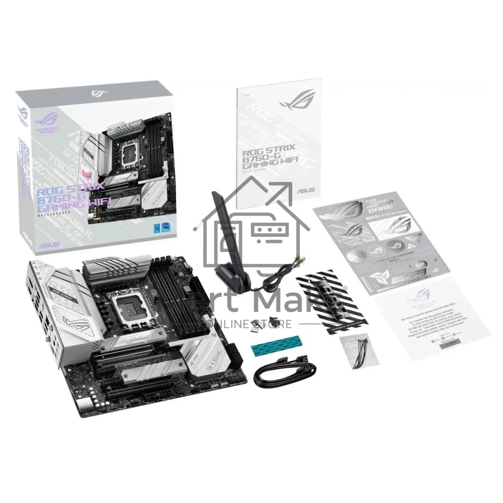 Материнская плата ASUS ROG STRIX B760-G GAMING WIFI, LGA 1700, Intel B760, 4xDDR5, 4xSATA, 2xM.2, 1xPCIe 5.0 x16, 1xPCIe 4.0 x4, 1xHDMI, 1xDP, 1x 2.5Gb LAN, 1xUSB-A 3.2 Gen 2, 2xUSB-A 3.2 Gen 1, 4xUSB-A 2.0, 1xUSB-C 3.2 Gen 1, 1xUSB-C 3.2 Gen 2x2, 5x3.5 м