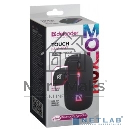 Мышь беспроводная Defender Touch MM-997 черный, 1600 dpi, радиоканал, Bluetooth, USB, кнопки - 4