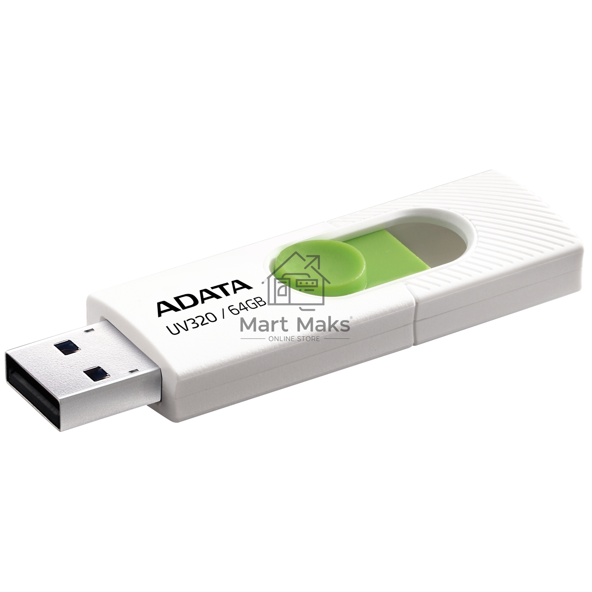 Флешка USB ADATA R/W 64GB USB 3.2 Gen1 AUV320-64G-RWHGN белый/зеленый