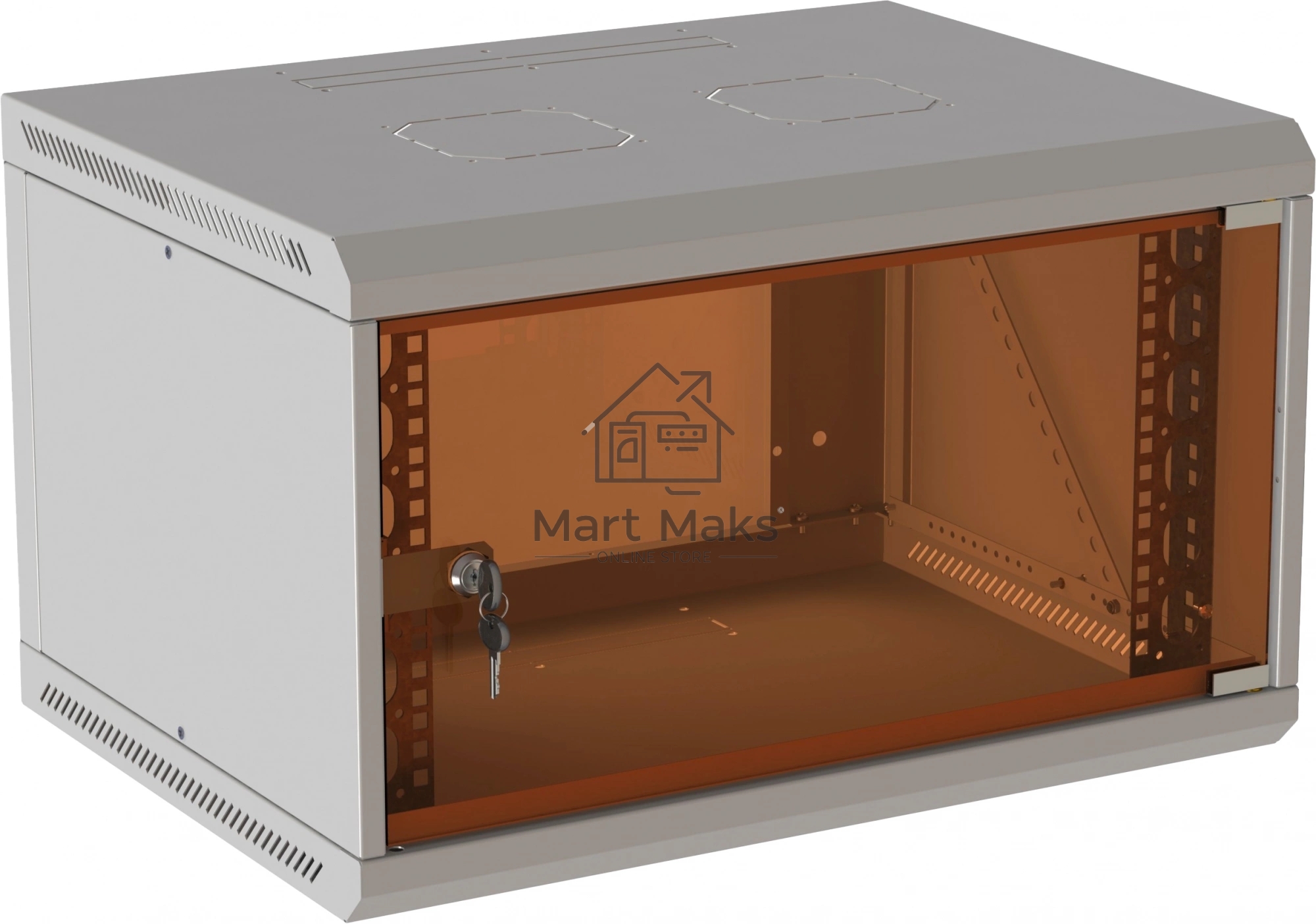 Шкаф коммутационный Suprlan (05-1506) настенный 15U 600x600мм пер.дв.стекл направл.под закл.гайки 70кг RAL 7035 535мм 29.7кг 750мм