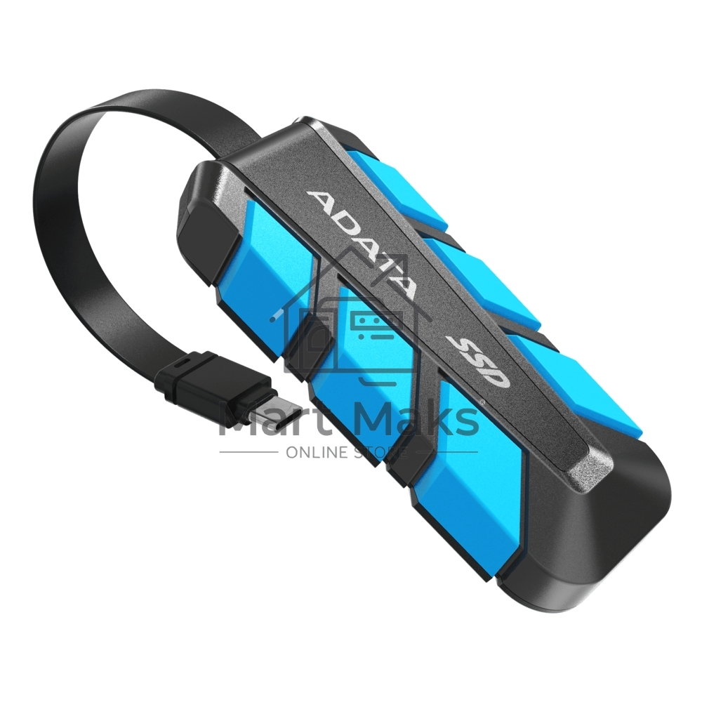 Внешний SSD ADATA 1.0Tb SC740 <SC740-1000G-CBU> (USB3.2 gen 2 type C, 1050/1000Mbs, 122x41x22mm, 40g, защита от падения, встроенный кабель)