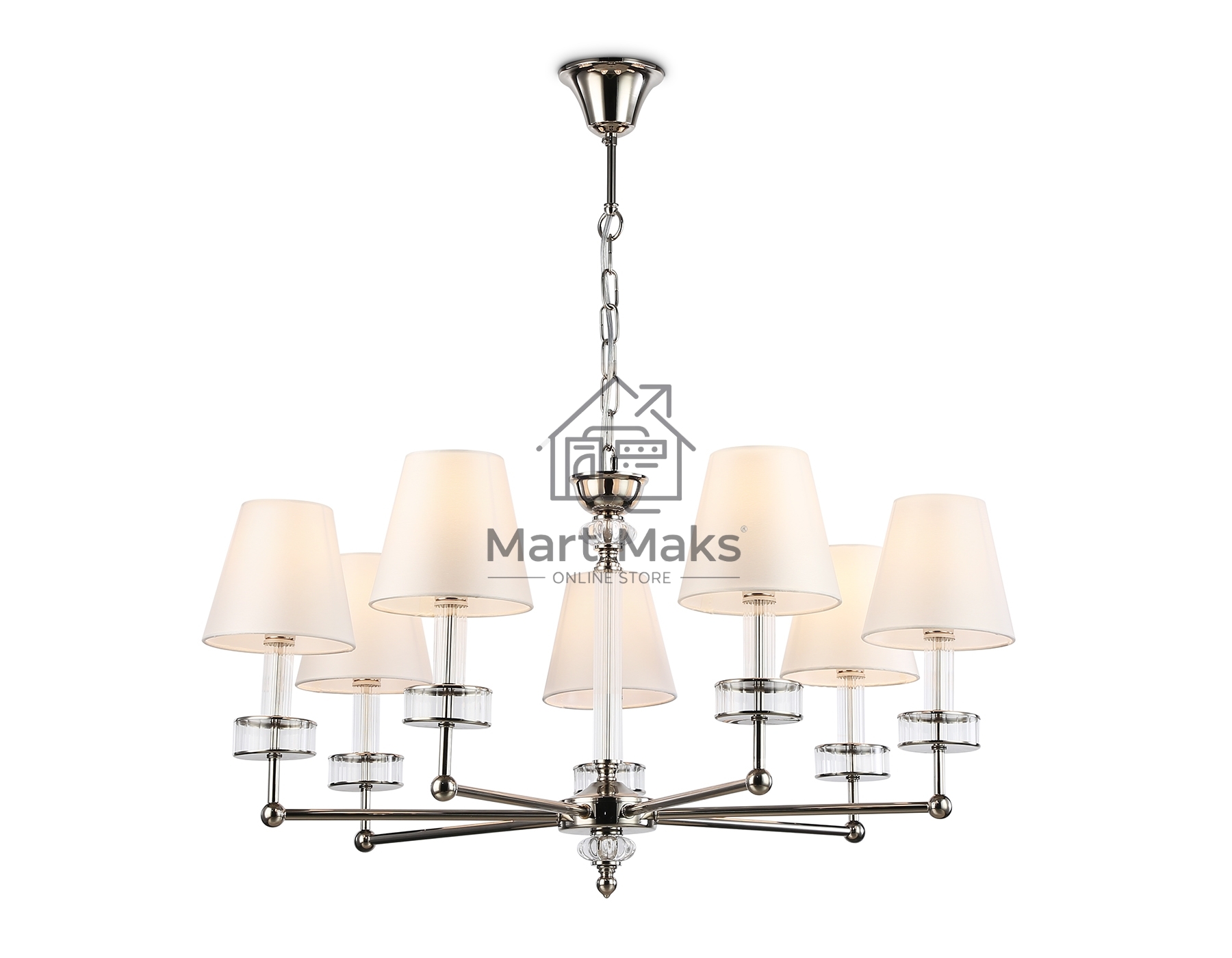 Люстра Ambrella light LH71003/7 BN/WH никель/белый E14*7 max 40W D820*1130