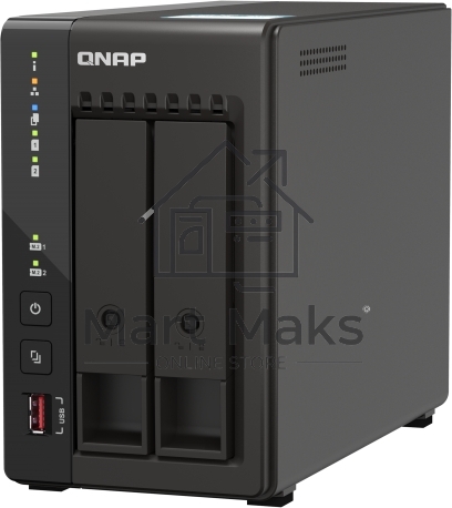 SMB QNAP TS-253E-8G NAS, 2-tray w/o HDD. 2xHDMI-port. 4-core Celeron J6412 2-2.6 GHz, 8GB DDR, 2x2.5Gb LAN, 2 x M.2 2280 PCIe Gen 3 x2, 2x USB 3.2 Gen 2 (10Gbps) Port, 2x USB 2.0 port