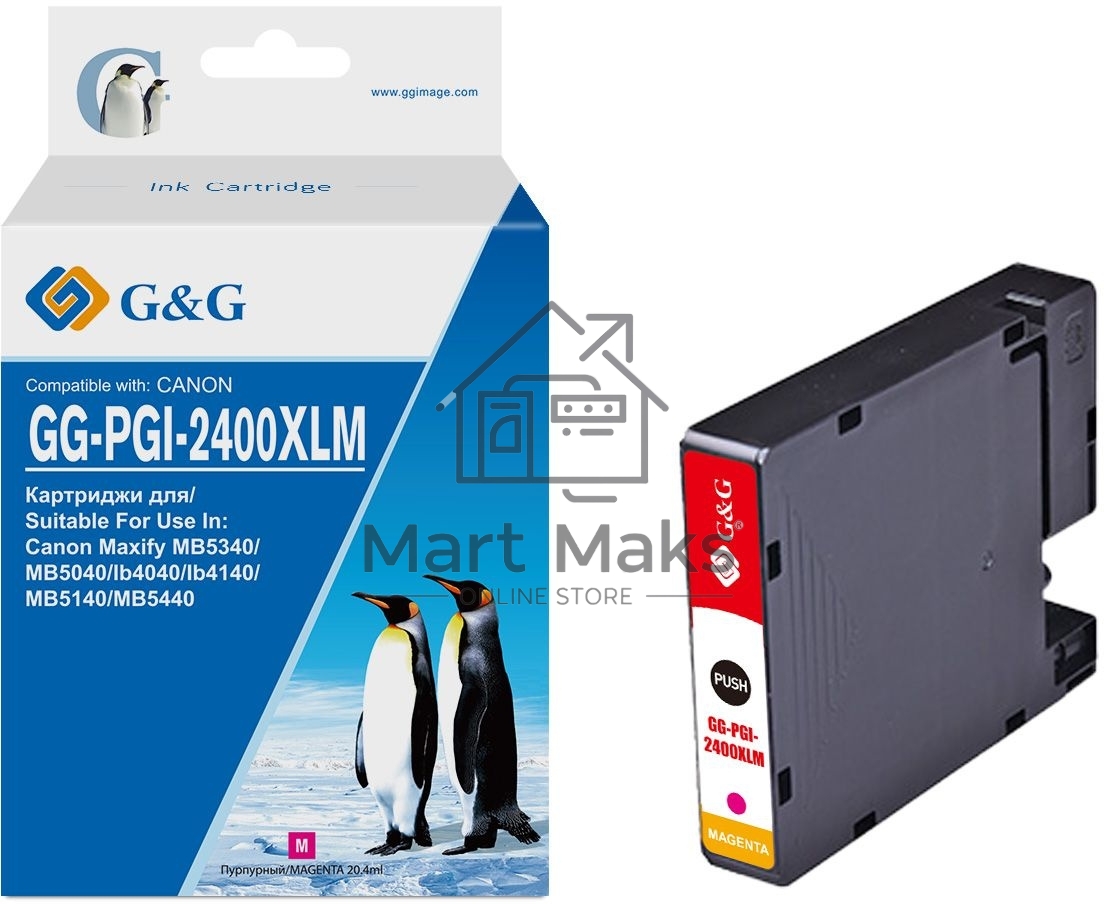 Картридж струйный G&G GG-PGI-2400XLM (PGI-2400XL M) пурпурный (20.4 мл) для Canon Maxify iB4040/iB4140/МВ5040/MB5140/МВ5340/MB5440