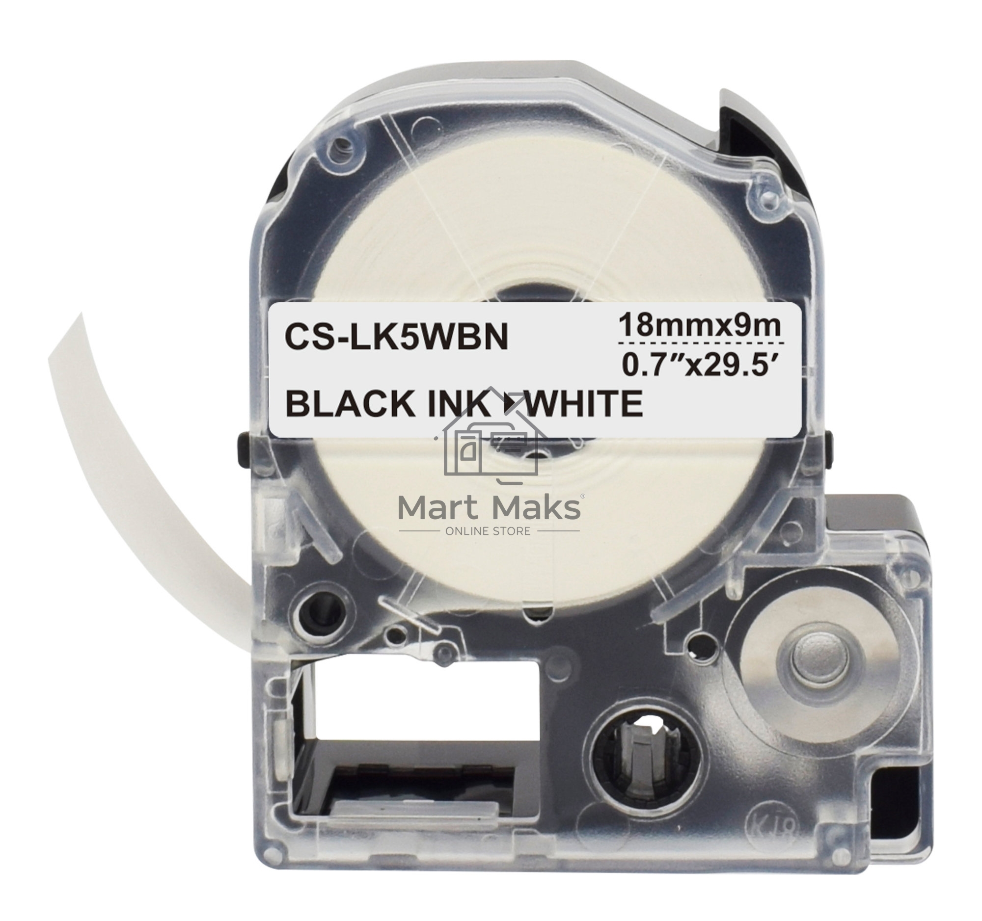 Картридж ленточный Cactus CS-LK5WBN черный шрифт, белый фон (18 мм, 9 м) для Epson LW300/LW400/LW700/LW600P/LW1000P