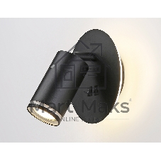 Настенный светильник с выключателем Ambrella light FW2463 BK черный GU10 max 12W+LED 4200K 7W D145*150