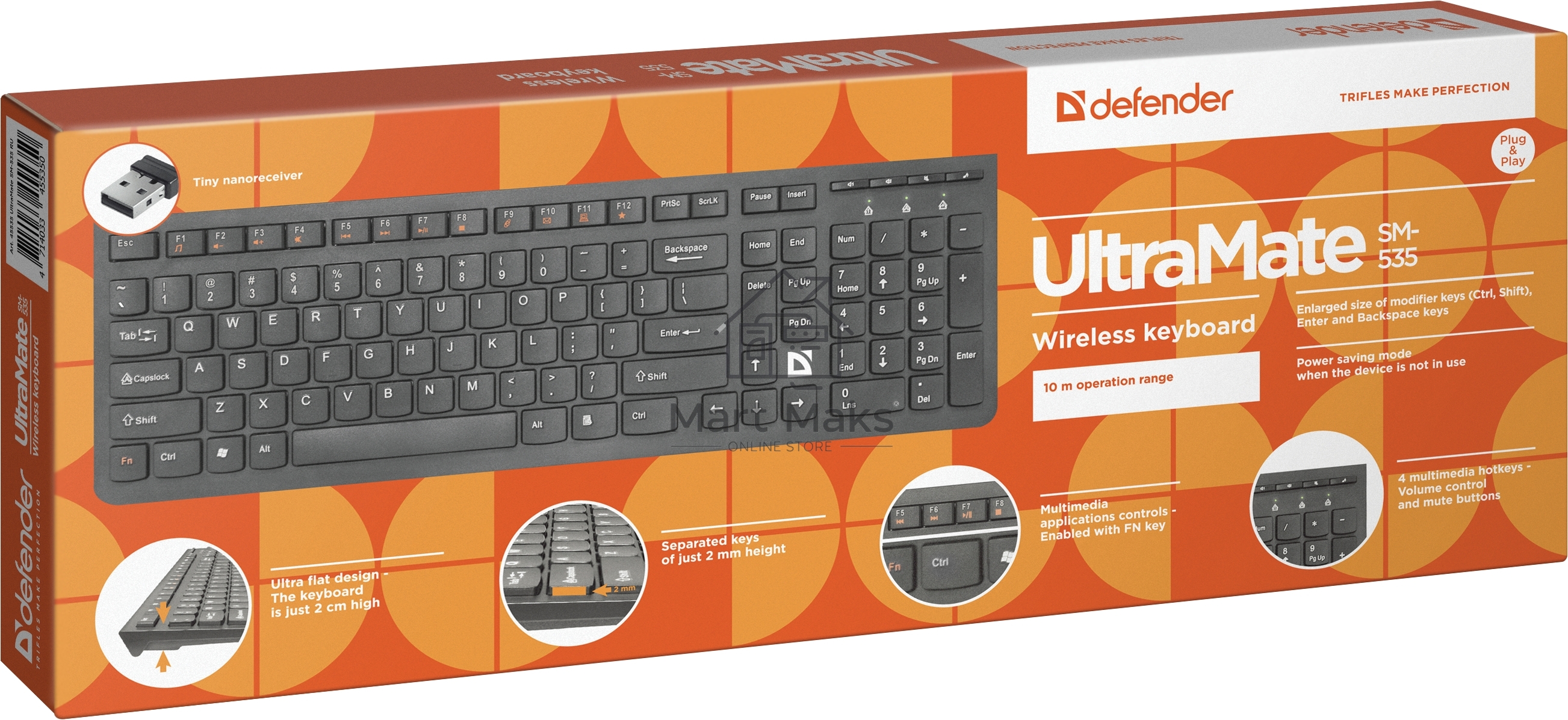 Клавиатура Defender ULTRAMATE SM-535 RU беспроводная USB, радиоканал, черный