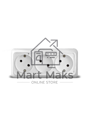 Розетка 3-м ОП Олимп без заземл. белый UNIVersal 1160