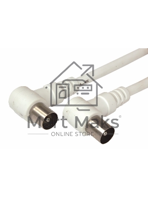 Шнур ТВ штекер - ТВ штекер, угловой, длина 1,5 м етра, белый Rexant 18-0112