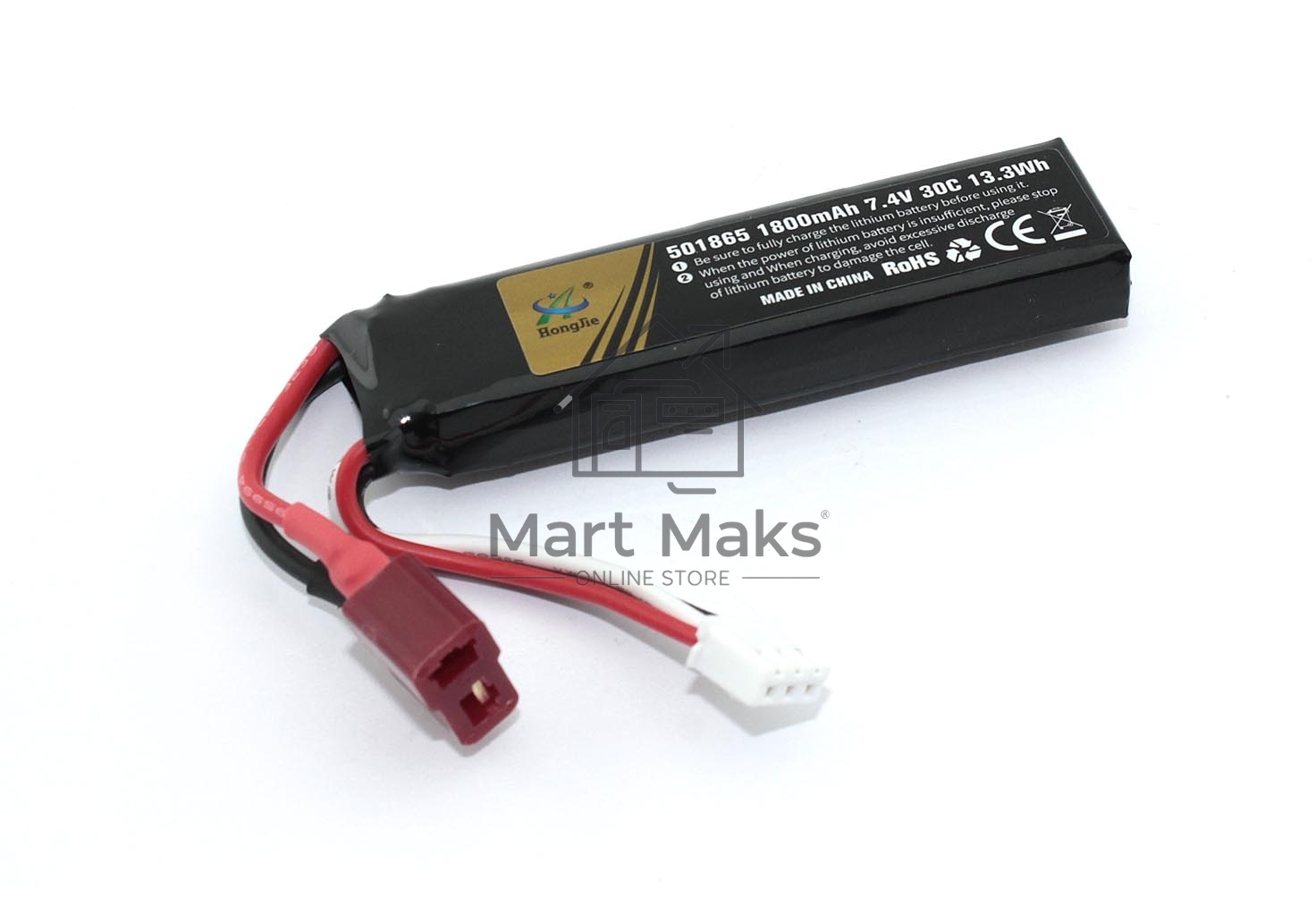 Аккумулятор Li-Pol 7.4v 451865 1800mah T-plug