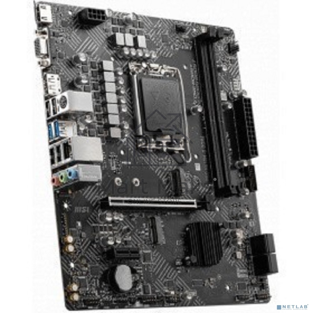 Материнская плата MSI PRO H610M-G DDR4, LGA 1700, Intel H610, 2xDDR4, 4xSATA, 1xM.2, 1xPCIe 4.0 x16, 1xPCIe 3.0 x1, 1xHDMI, 1xDP, 1xVGA, 1xRJ45 1Gb, 2xUSB-A 3.2 Gen 1, 4xUSB-A 2.0, 3x3.5мм, 7.1, mATX
