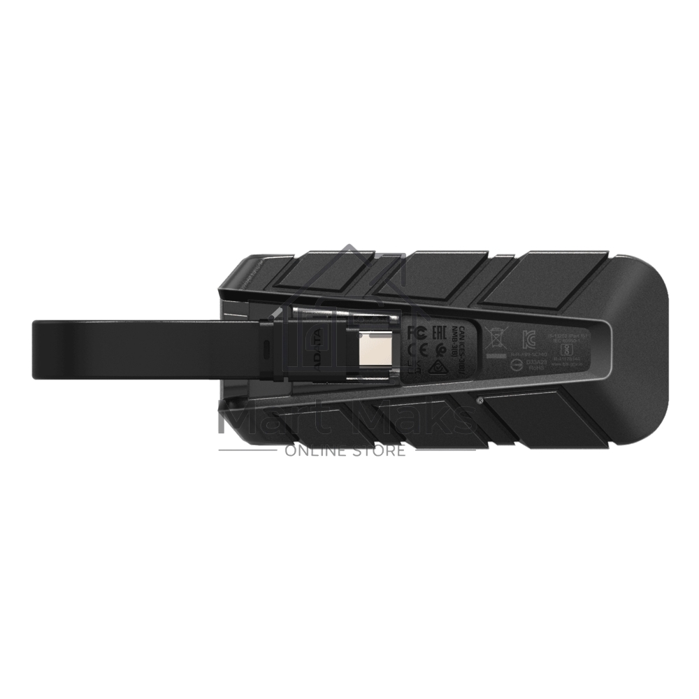 Внешний SSD ADATA 1.0Tb SC740 <SC740-1000G-CBU> (USB3.2 gen 2 type C, 1050/1000Mbs, 122x41x22mm, 40g, защита от падения, встроенный кабель)