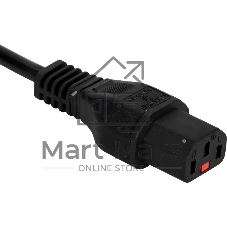 Шнур питания с блокировкой C13-Schuko прямая, 3х0.75, 220В, 10А, черный, 1.8 метра