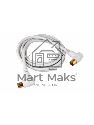 Шнур ТВ штекер - ТВ штекер, угловой, длина 1,5 м етра, белый Rexant 18-0112