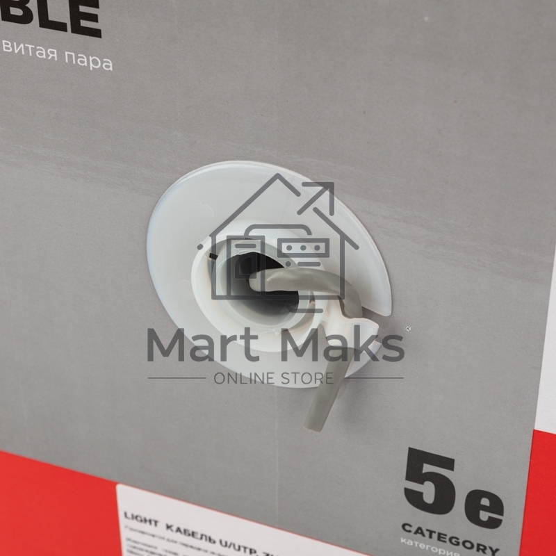 Кабель витая пара Rexant LIGHT U/UTP, категория 5e, ZH нг(А)-HF, 4PR, 24AWG, внутренний, серый, 305 м