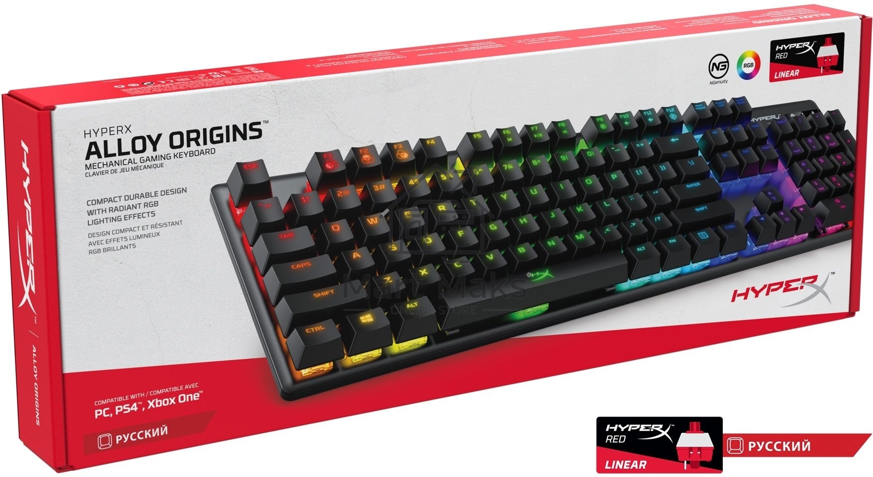 Клавиатура HyperX Alloy Origins (4P4F6AA#ABA) проводная, USB, черный