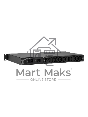 Автоматический ввод резерва ELEMY RACK ATS, 1U, 220В, 16А, OLED, Ethernet, in (2) C20, out (1) C19 (9) C13