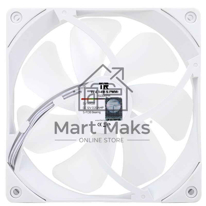 Кулер для корпуса Thermalright TL-C14W-Sx3 белый (140x140x26mm, 4-pin PWM, ARGB, 74.3CFM, 26.6dBA, 1500RPM)