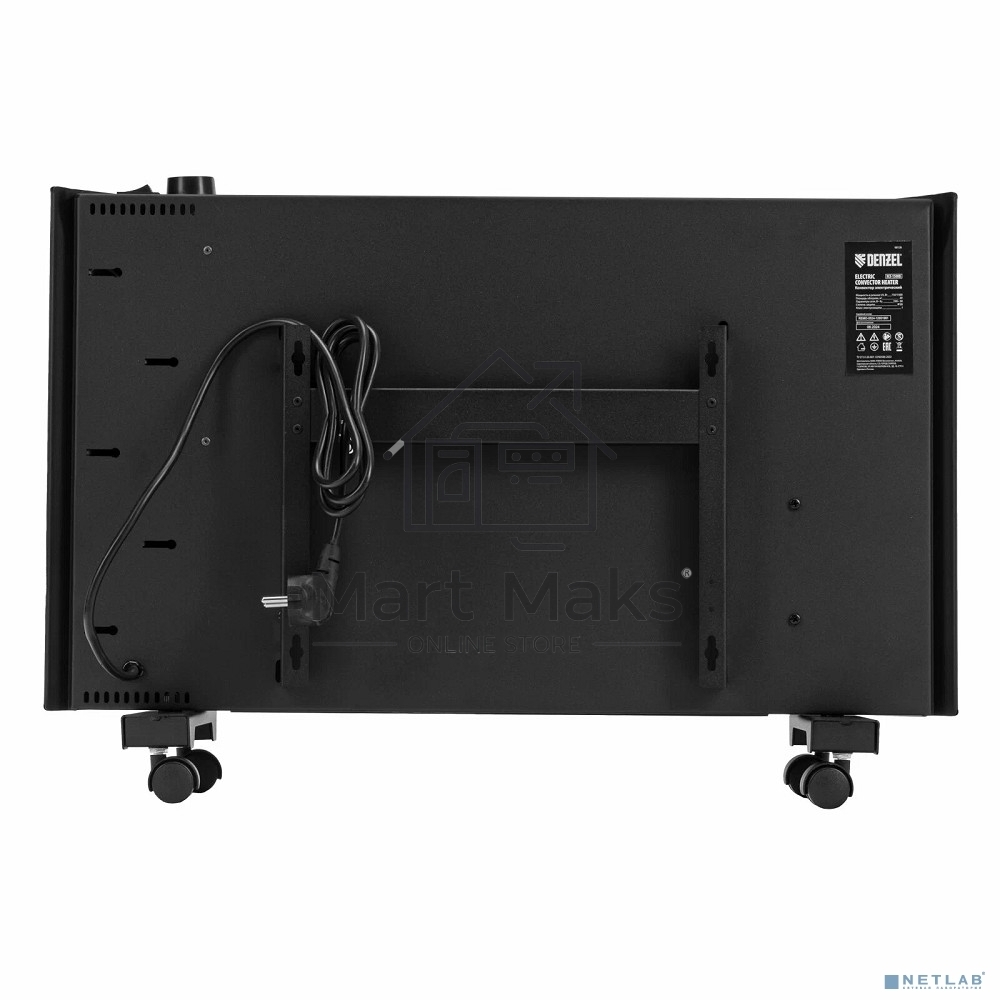 Конвектор электрический Denzel XCE-1500B черный, 1500 Вт, 20 м2, термостат