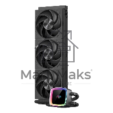 Система охлаждения Water Cooling System PCCooler DE360 MAX BK (300W, 360мм, Black, ARGB Pump, Fans: 3x120мм, 66CFM, 34.3dBA, 2200RPM/Pump height 54мм, 15dBA, 2600RPM, Rad thickness 27мм/S: 1851, 1700, 1200, 115X, AM5, AM4, AM3)
