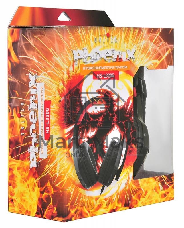 Наушники с микрофоном Oklick Phoenix HS-L320G черный/красный1.9м мониторы оголовье (NO-3000)
