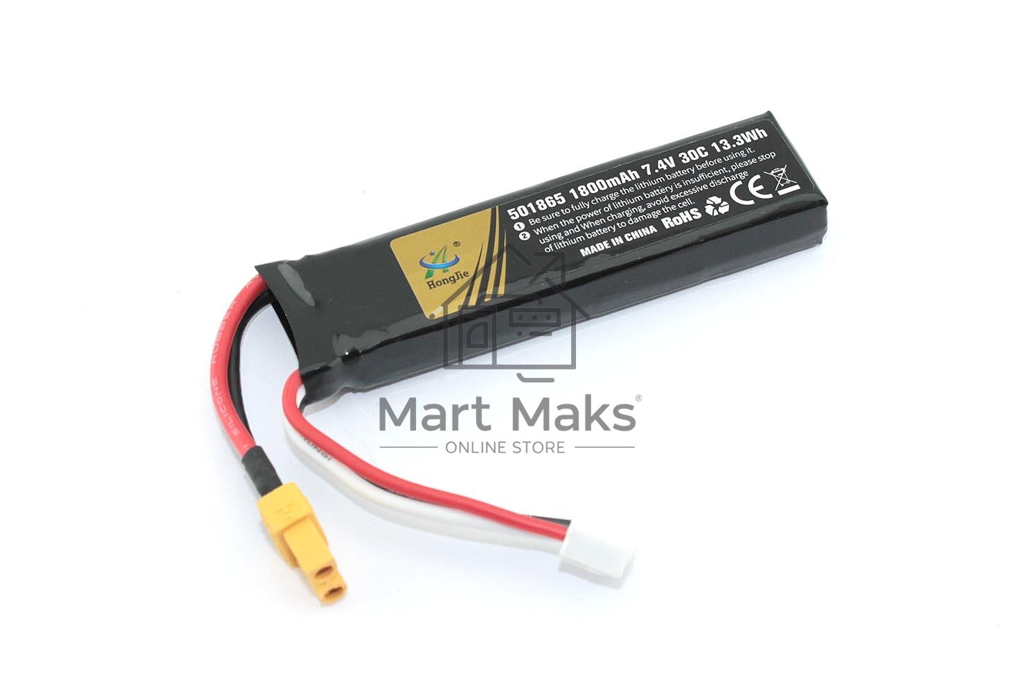 Аккумулятор Li-Pol 7.4v 451865 1800mah XT30-plug