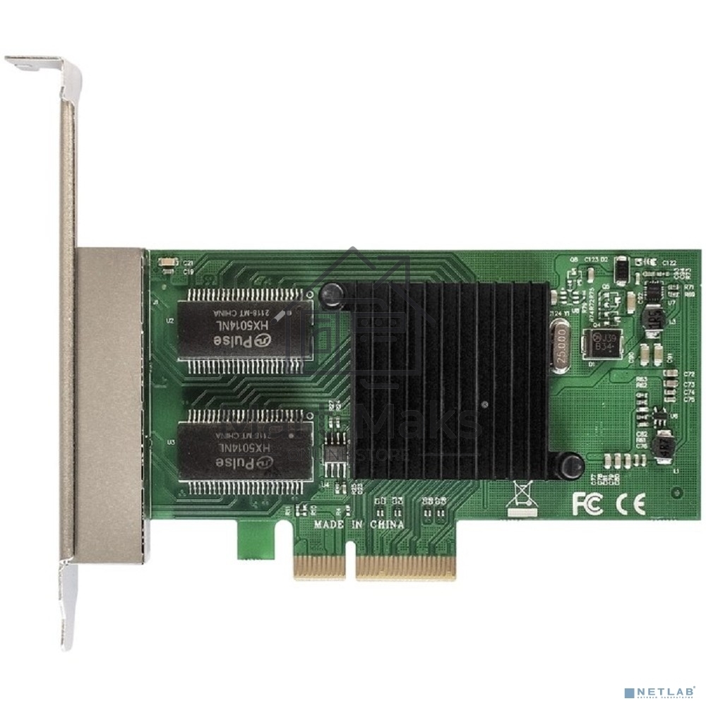 Сетевой адаптер ExeGate EXE-I350-T4V2 (PCI-E x4 v2.1, порты 4xRJ45 (медные), 10/100/1000Mbps, Gigabit NIC Intel Chipset NHI350AM4)