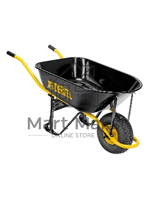 Тачка строительная Denzel усиленная, объем 130 л, 230 кг, колесо 15х6.00-6