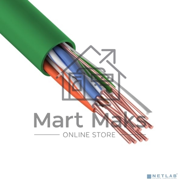 Кабель витая пара Rexant U/UTP, cat.5e, нг(А)-LSLTx, 4х2х0,52мм, 24AWG, INDOOR, SOLID, зеленый, 305м