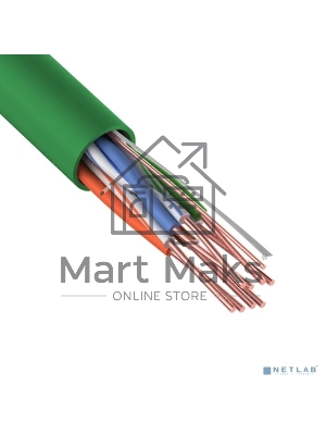 Кабель витая пара Rexant U/UTP, cat.5e, нг(А)-LSLTx, 4х2х0,52мм, 24AWG, INDOOR, SOLID, зеленый, 305м
