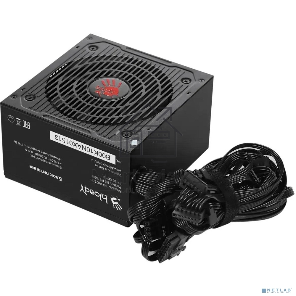 Блок питания Bloody BD-PS750B, 750Вт, 80 PLUS Bronze, 120мм, черный