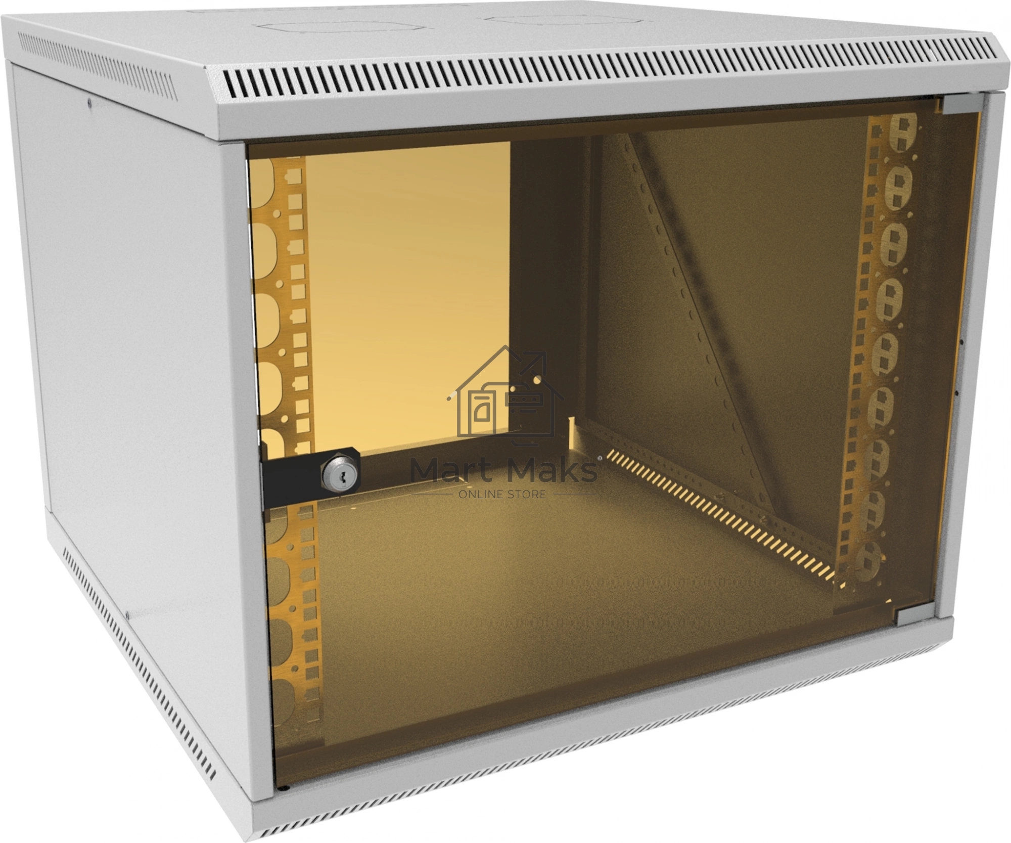 Шкаф коммутационный Suprlan (05-1096) настенный 12U 600x600мм пер.дв.стекл направл.под закл.гайки 70кг RAL 7035 535мм 22.69кг 500мм