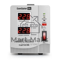 Стабилизатор напряжения ExeGate Master AV-500 (500ВА, 140-260В, цифр. индикация вход/вых. напряжения, 220В±8%, КПД 98%, 5 уровней защиты, задержка, метал.корпус, евророзетка, RTL)
